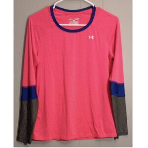 Under Armour Orange/Gray Heatgear Crew Neck Long Sleeve Pullover Women's Small